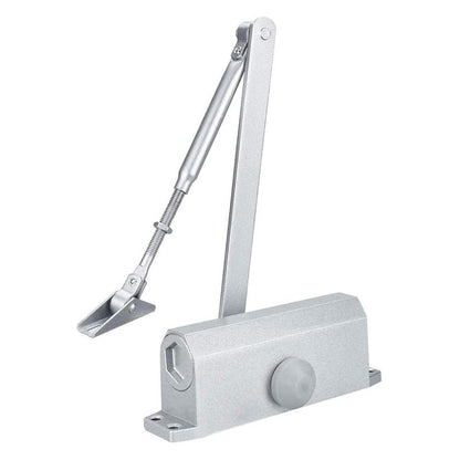 Automatic door closer reversible showing silver aluminium alloy finish