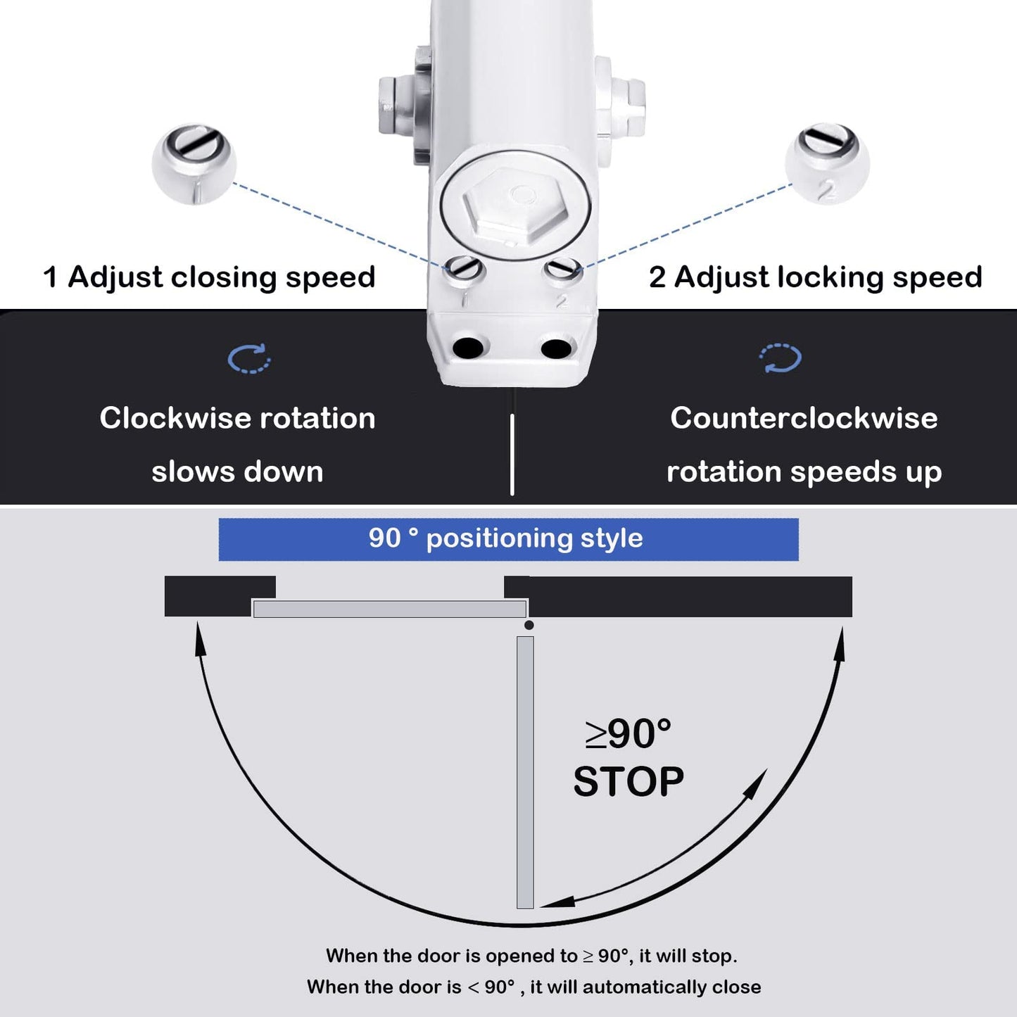 Automatic door closer reversible with rust-resistant aluminium alloy body