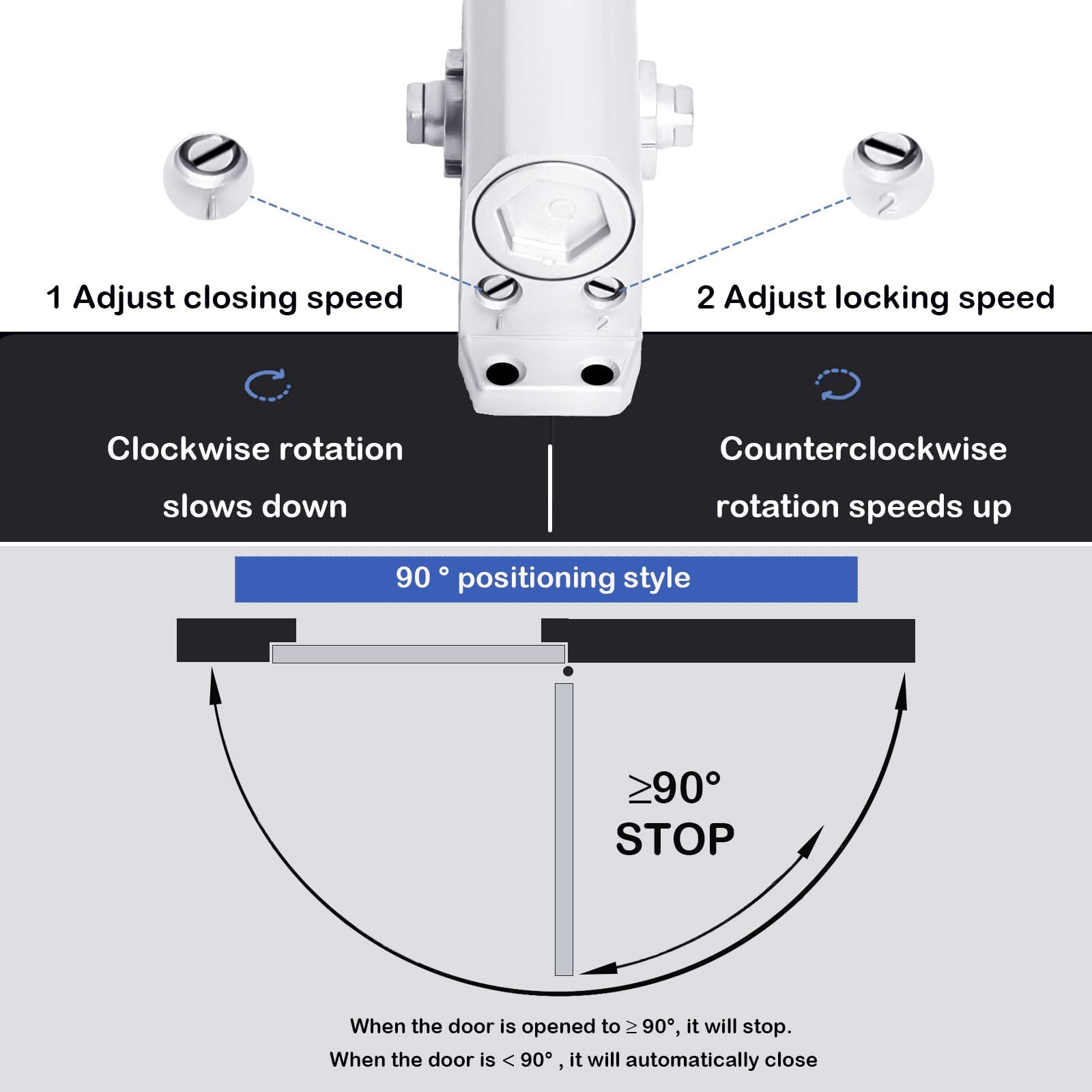 Automatic door closer reversible with rust-resistant aluminium alloy body