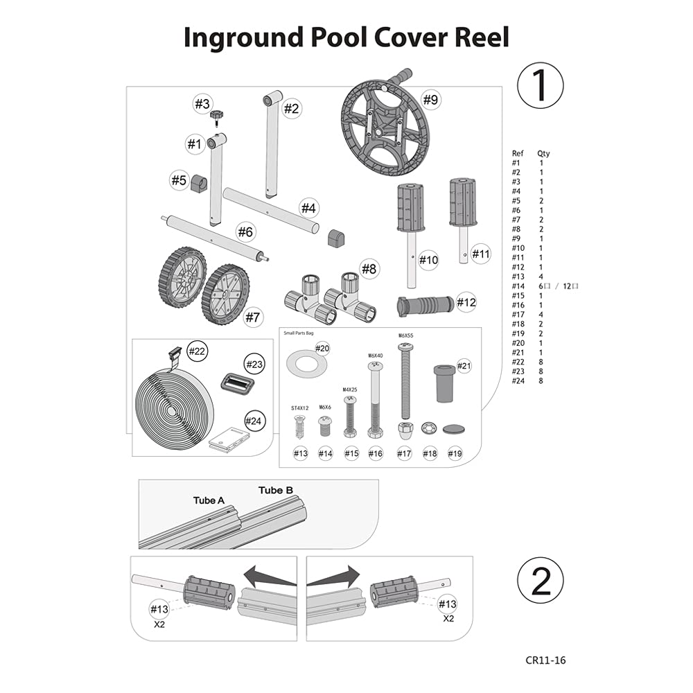 Swimming Pool Cover reel for cover 21 Ft (6.4 M)