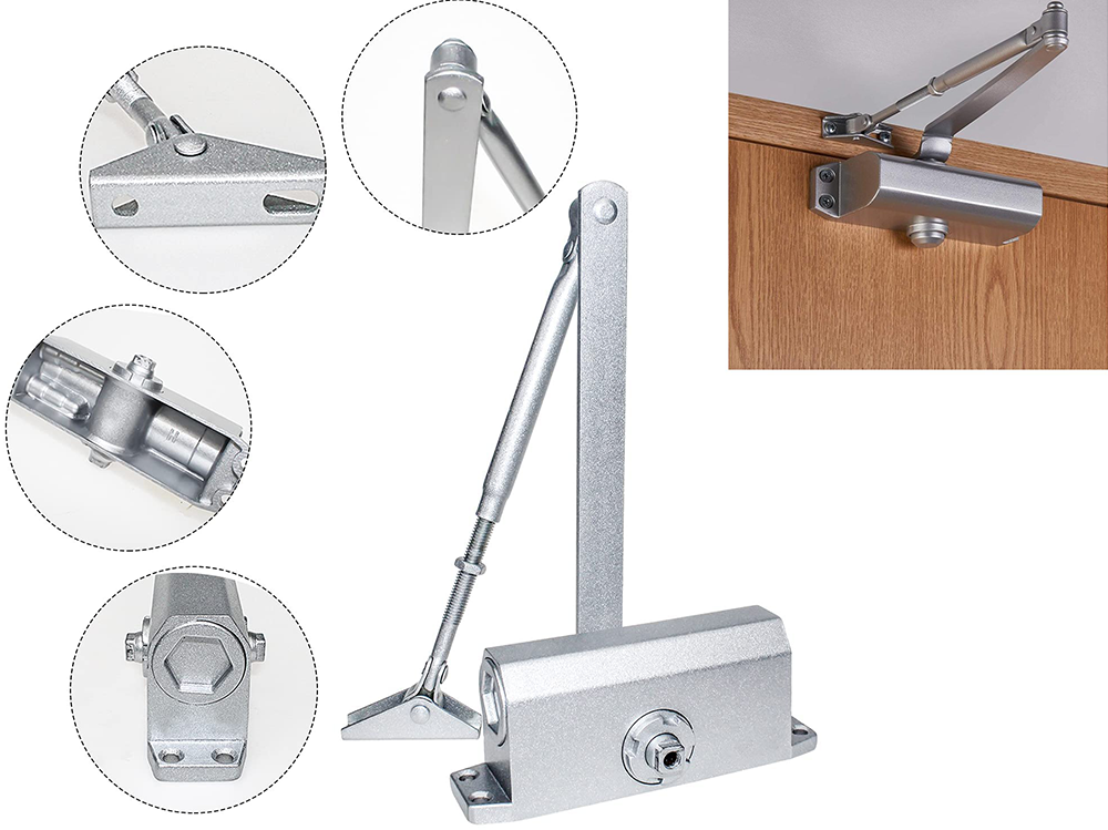 Automatic door closer reversible mounted on right-hand door