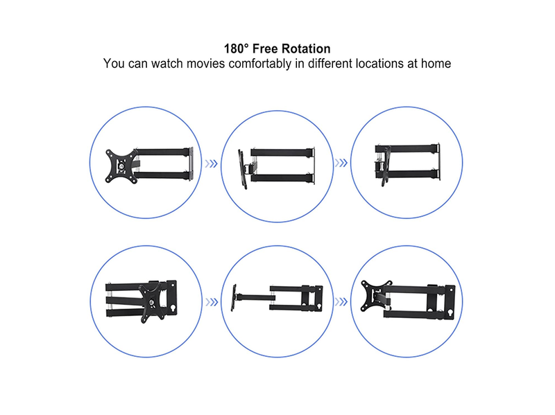 Full Motion TV Wall Mount Bracket for 10-26 Inch