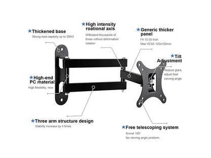 Swivel feature on TV wall mount for 10-26 inch screens