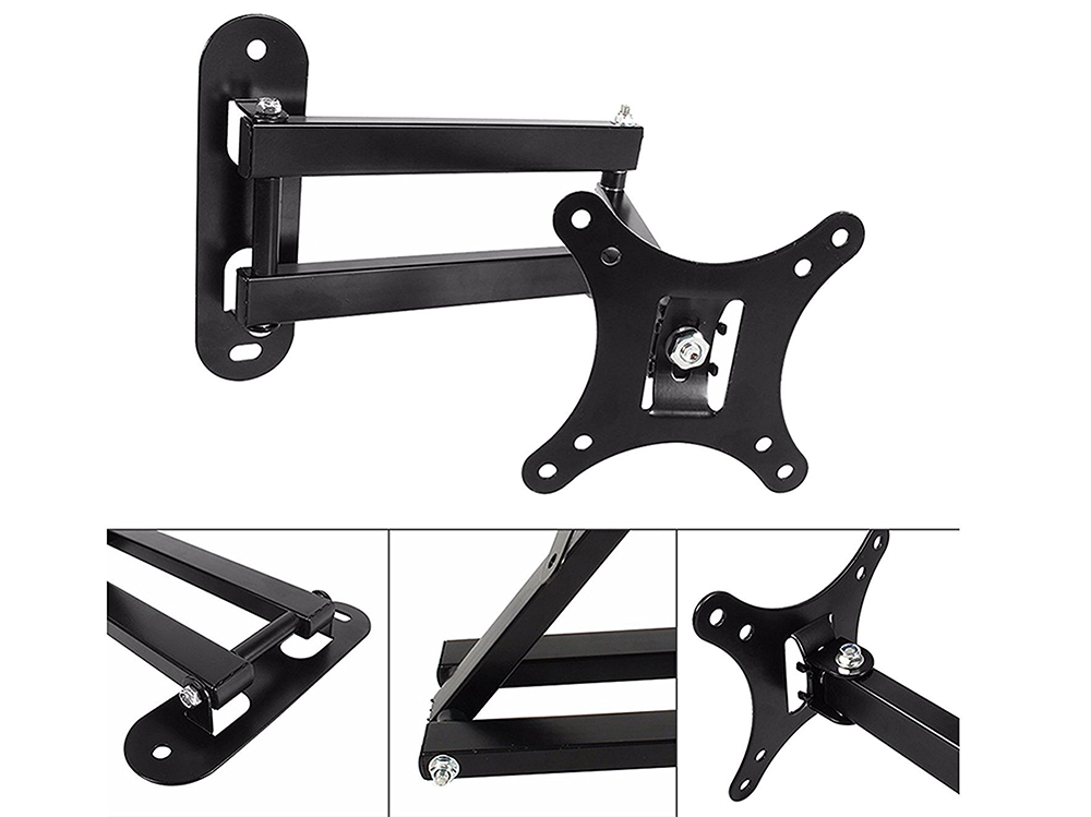 Low profile TV wall mount bracket in black steel
