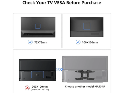 Black steel TV wall mount bracket front angle view
