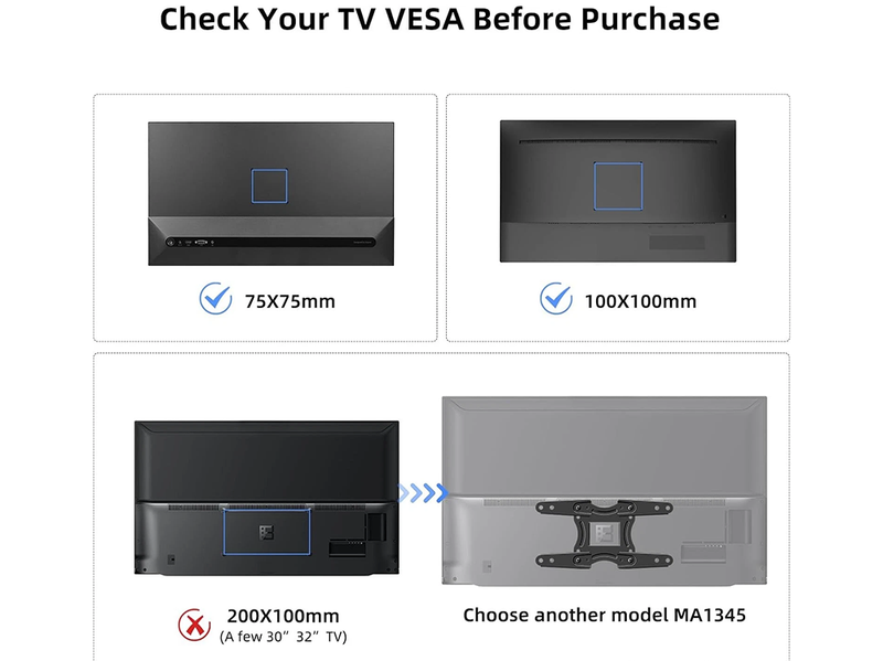 Full Motion TV Wall Mount Bracket for 10-26 Inch