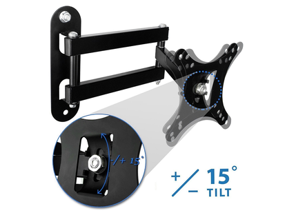 Black steel TV wall mount bracket front angle view