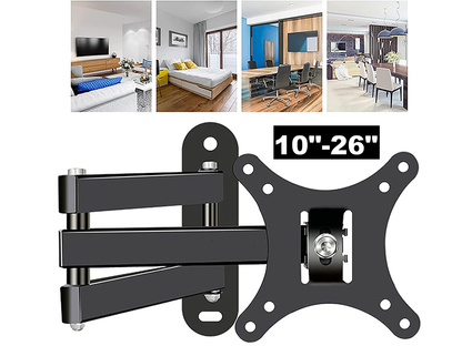 Close up of black steel TV wall mount bracket