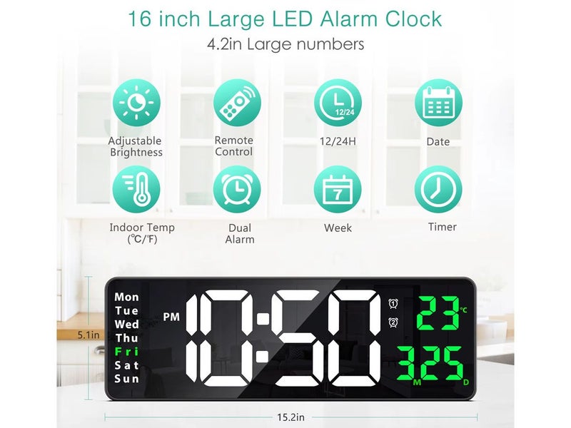 Digital Wall Clock 16 inch Large