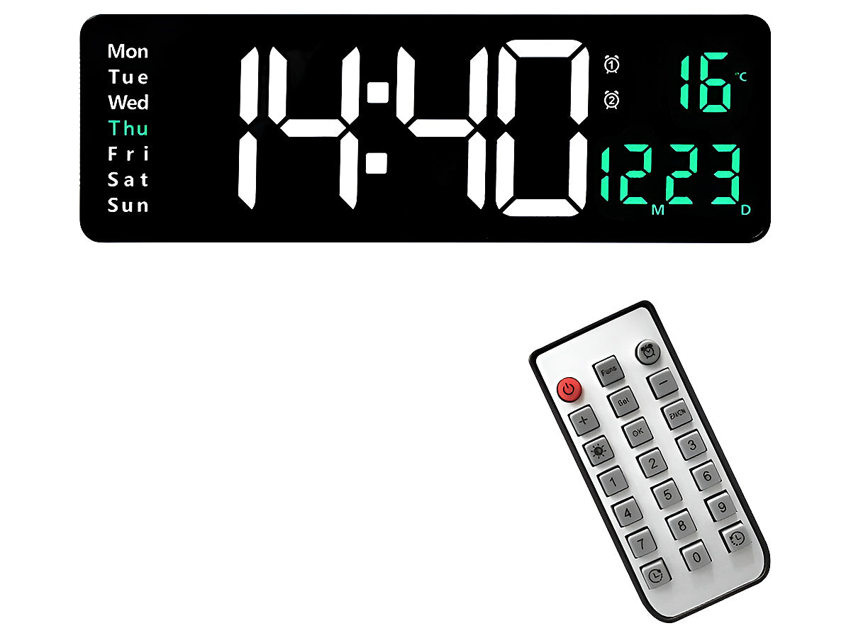 Side view of digital wall clock 16 inch with LED screen