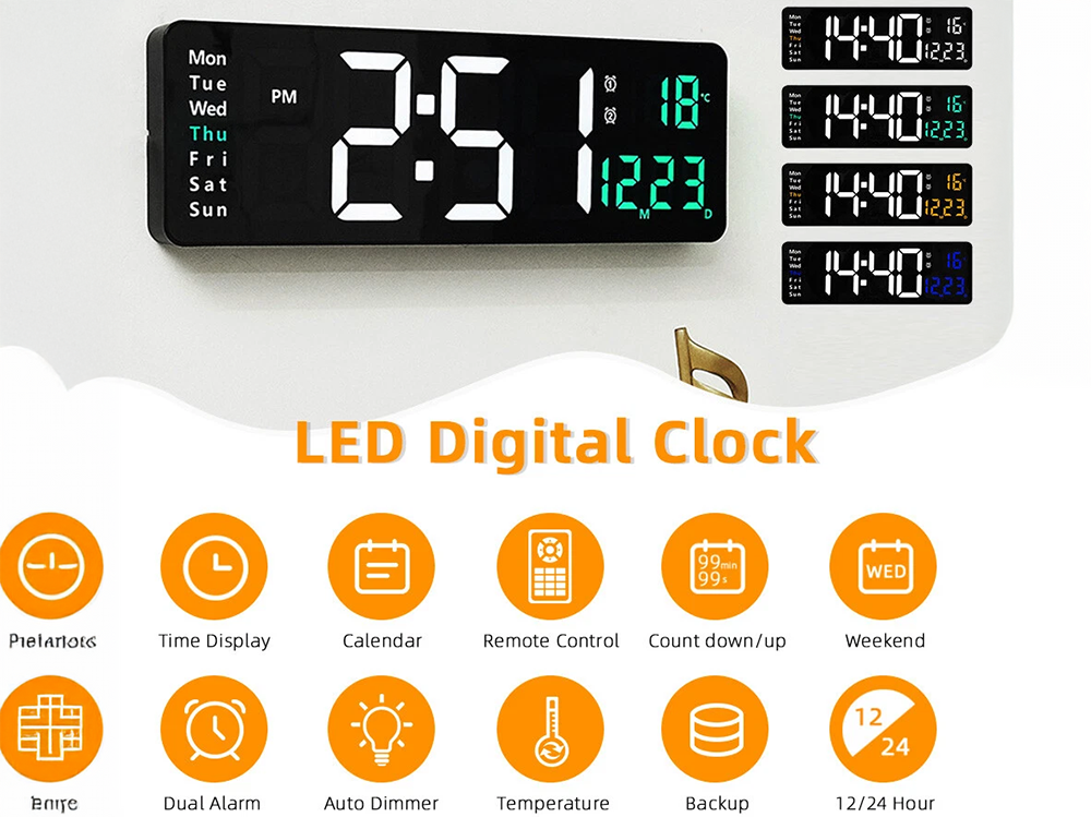 Digital Wall Clock 16 inch Large