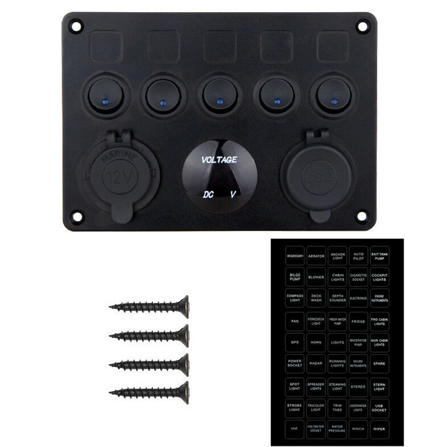 Black aluminium rocker switch panel with cigarette lighter socket