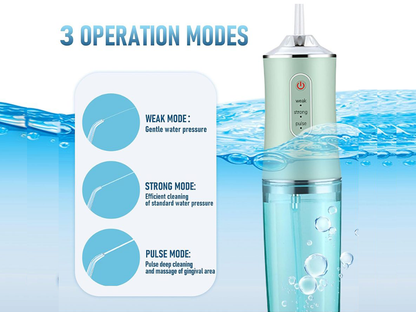 Portable water flosser cordless green waterproof rating label