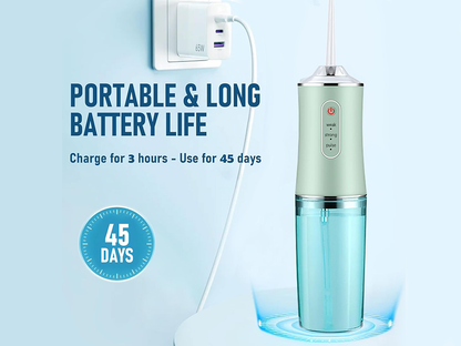 Portable water flosser cordless green with anti-leak 220ml water tank