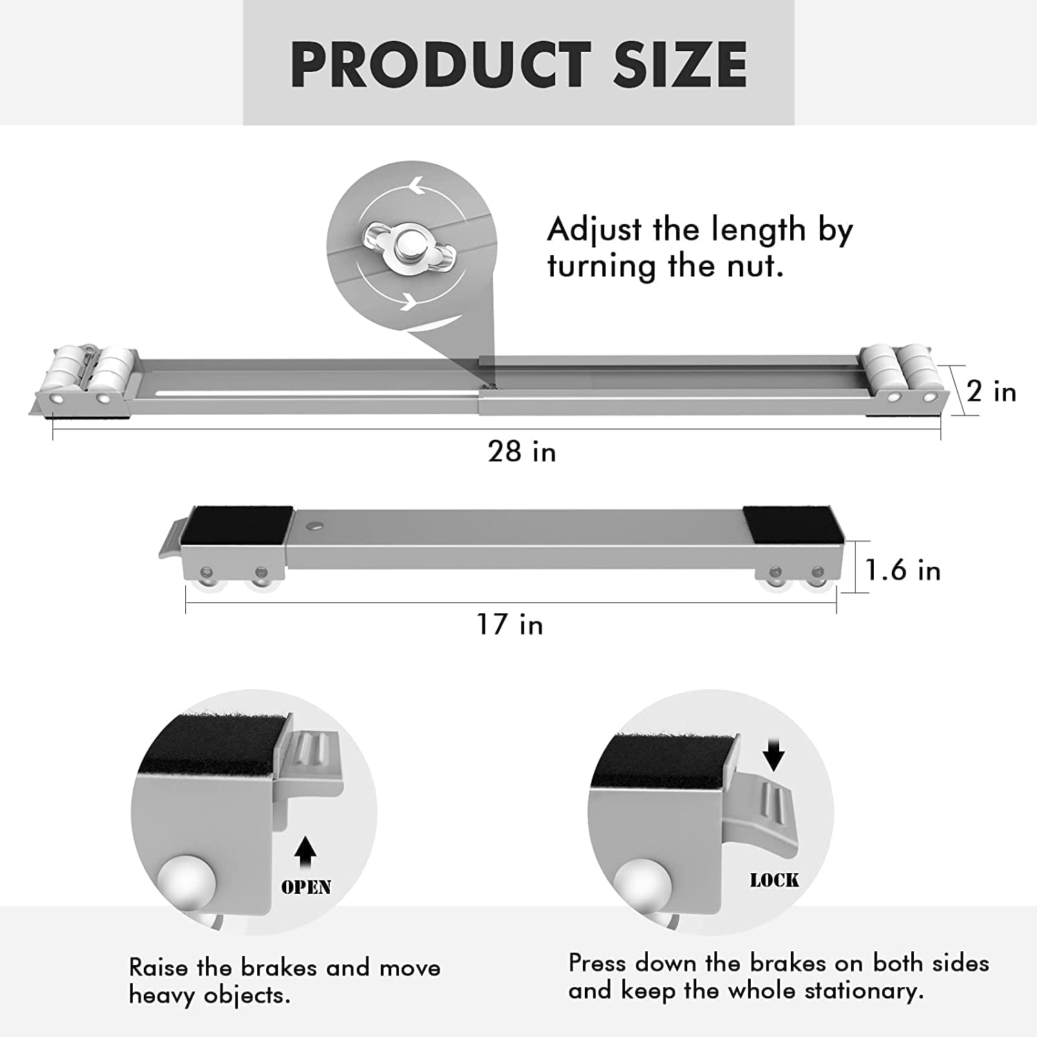 Heavy-duty metal frame of furniture mover lifter slider with load capacity label