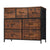 7 Drawer Lowboy chest of drawers showing rust fabric drawers