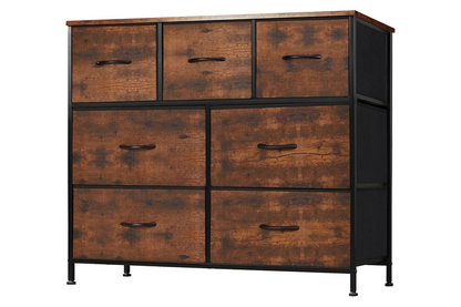 Side view of 7 Drawer Lowboy with steel frame support