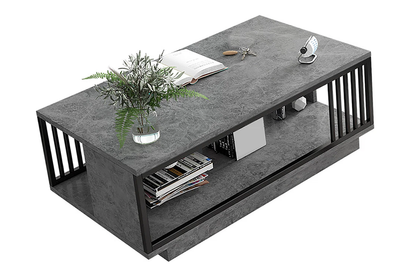 Side view of coffee table 2 in 1 living room coffee tables with metal frame