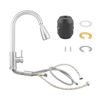 Kitchen sink mixer tap silver finish with swivel spout
