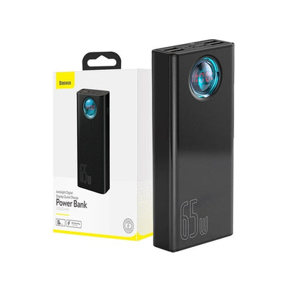 Power bank 30000mAh showing digital display and charge level