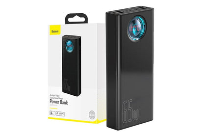 Side view of power bank 30000mAh with USB-C and USB ports