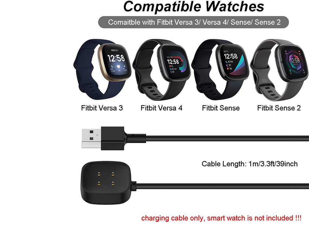 Charging Cable for Fitbit Sense 1/2 & Fitbit Versa 3/4