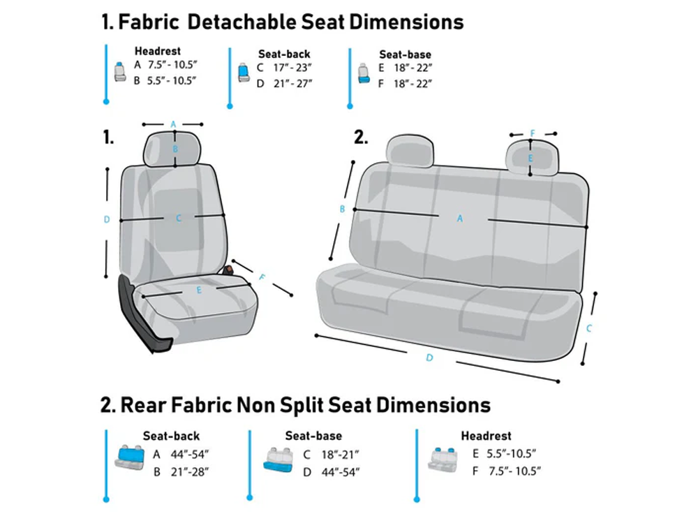 Three layer construction detail on car seat covers set