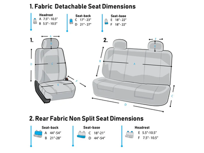 Three layer construction detail on car seat covers set