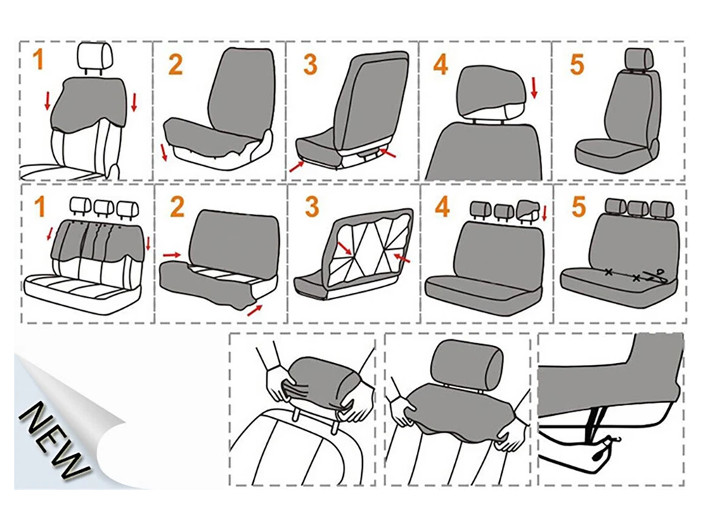 Car seat covers set showing washable fabric texture
