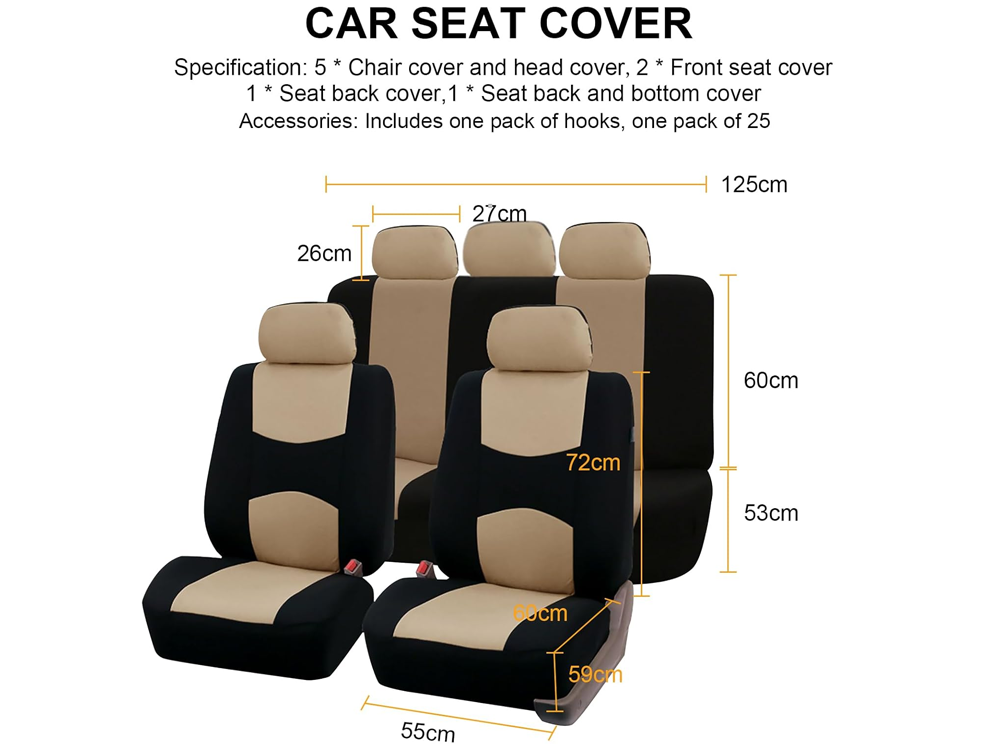 Full five seat coverage with car seat covers set