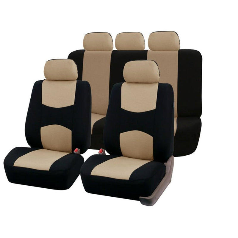 Car seat covers set front seats black and beige view