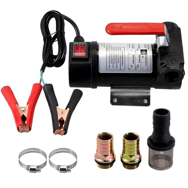 Fuel Transfer Pump 12V showing compact portable design