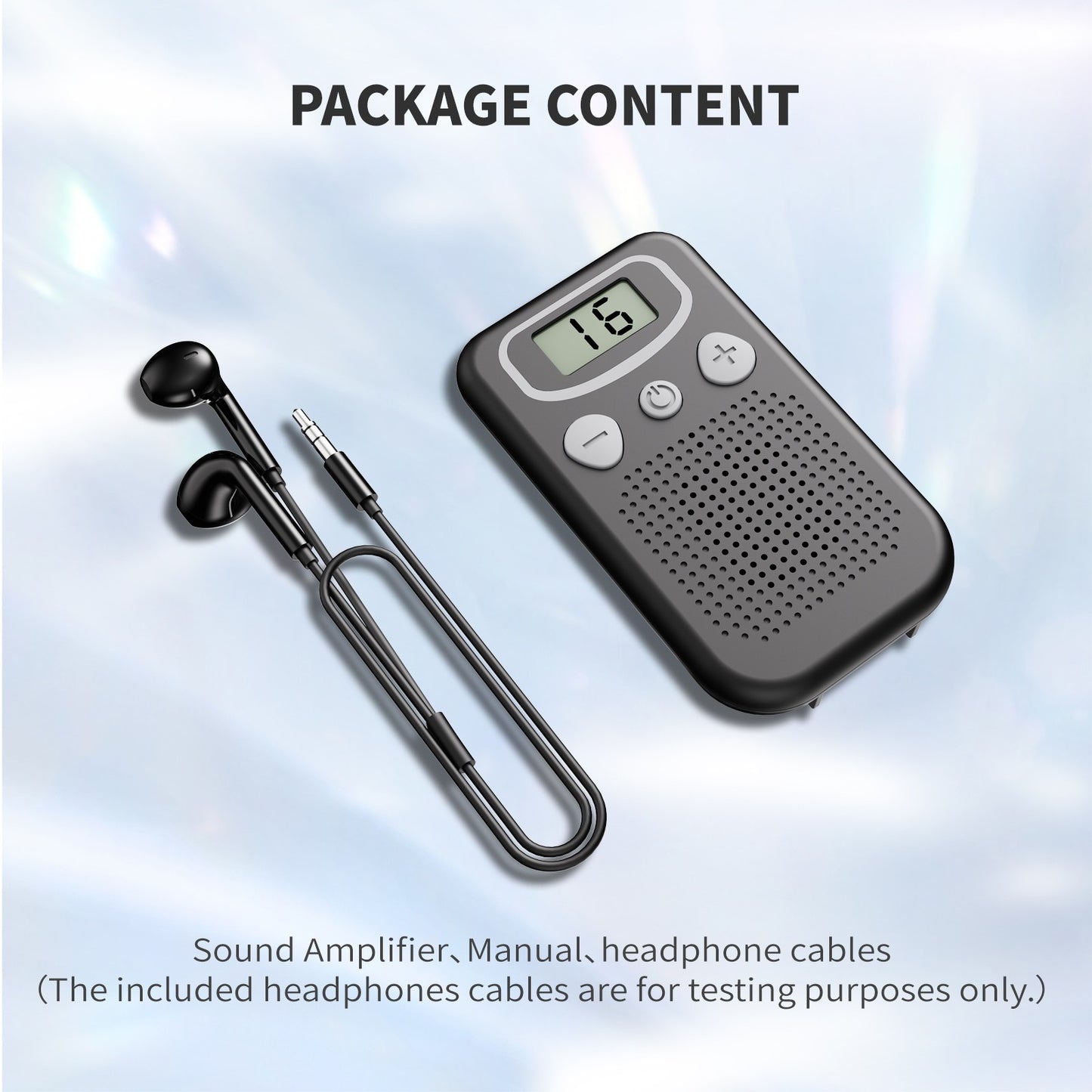 Ear hearing aids device in black colour resting on a flat surface