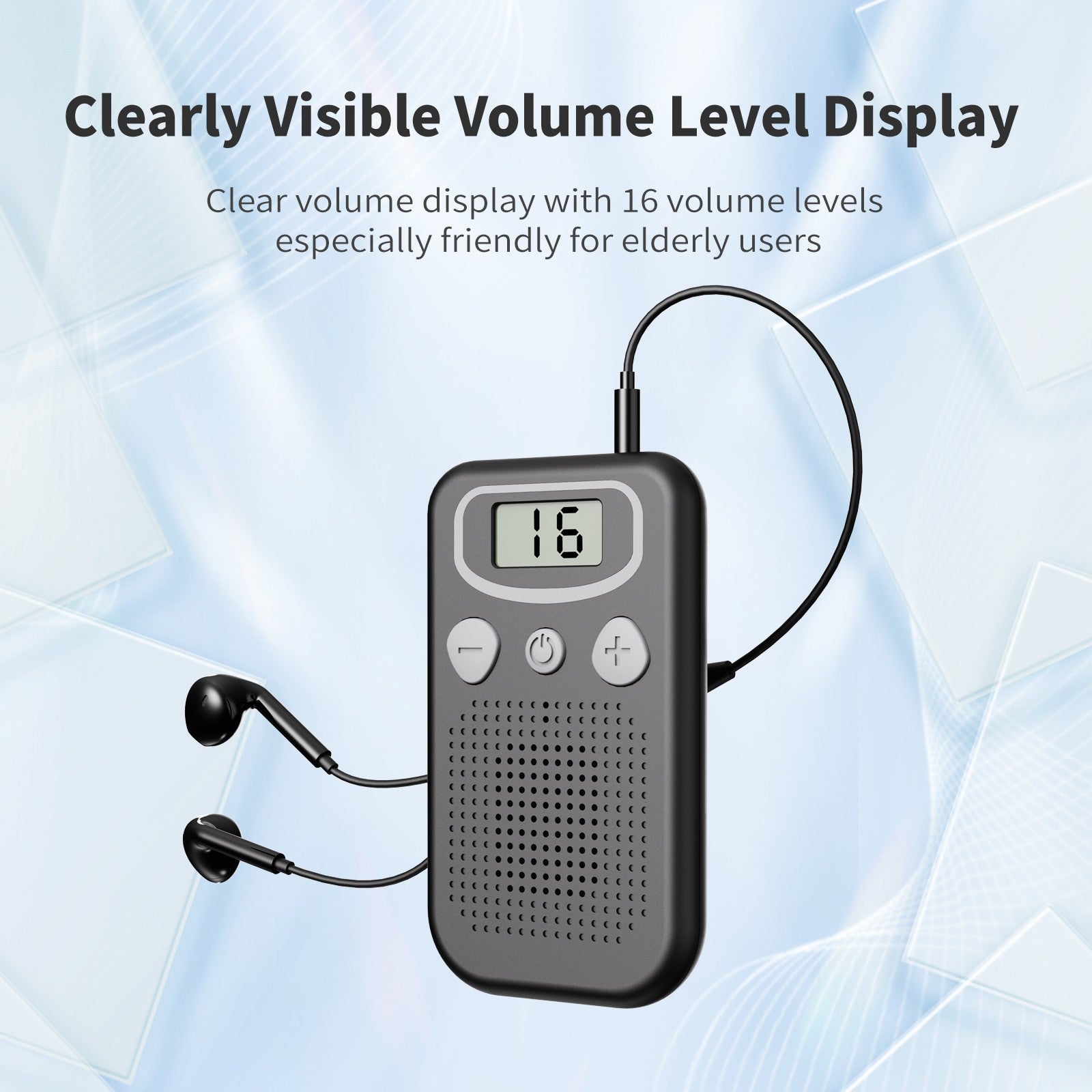 Ear hearing aids device in black colour resting on a flat surface