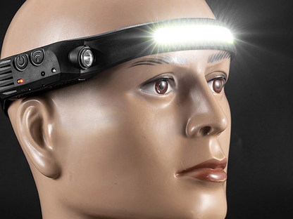 LED head torch showing durable impact-resistant casing