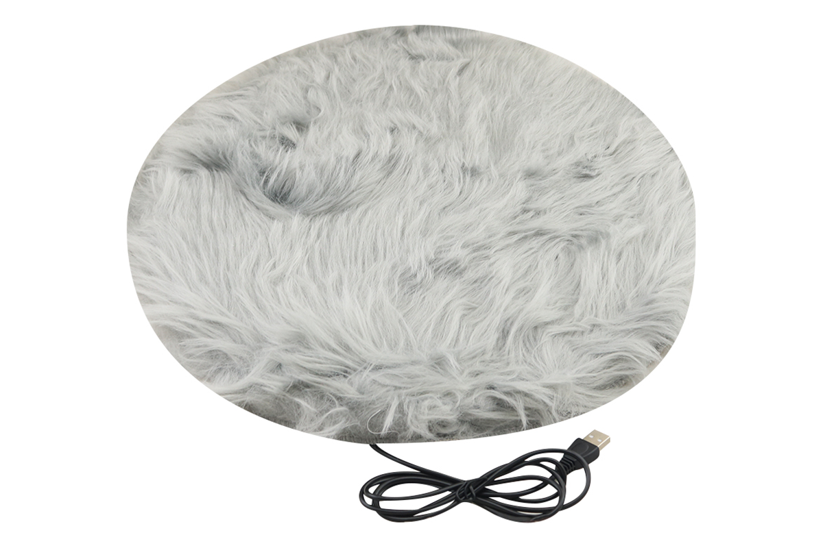 Side angle of pet dog heating pad with plush fabric edge