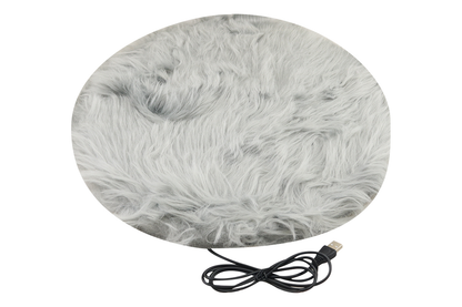 Side angle of pet dog heating pad with plush fabric edge
