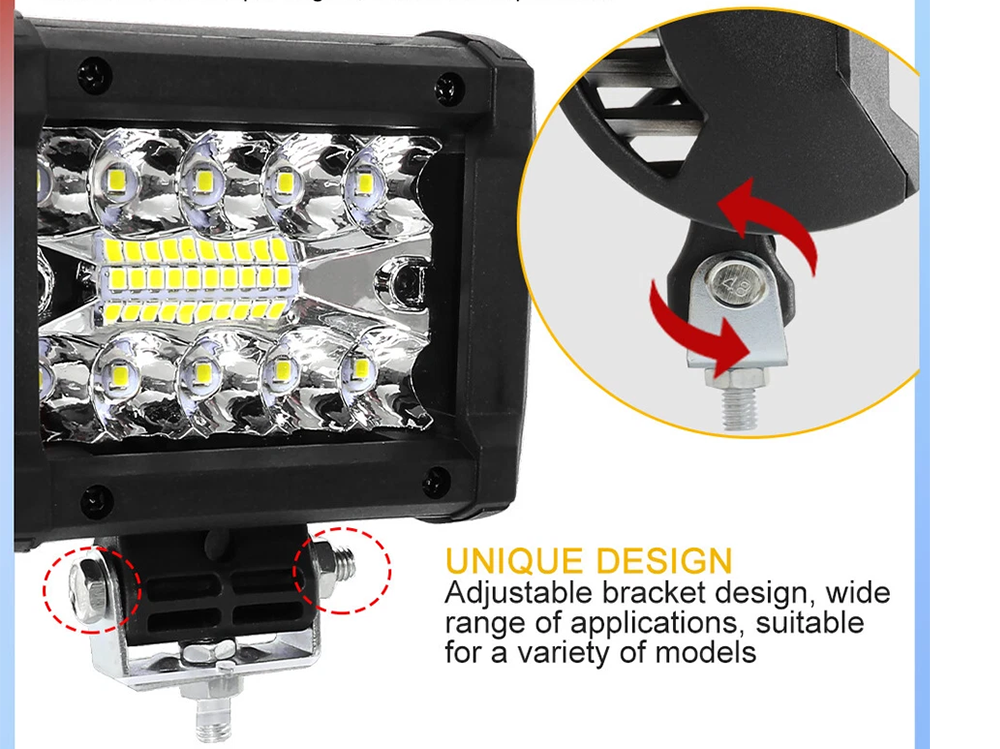 LED Spot Light Bar work light close-up of optical reflector lenses