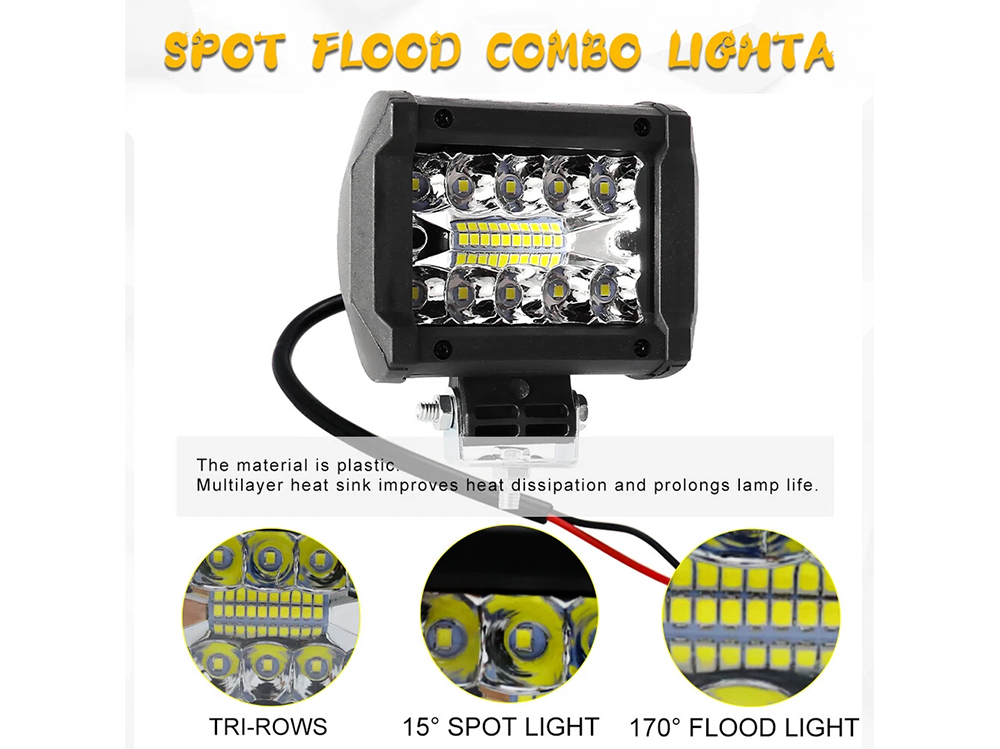 LED Spot Light Bar work light close-up of optical reflector lenses