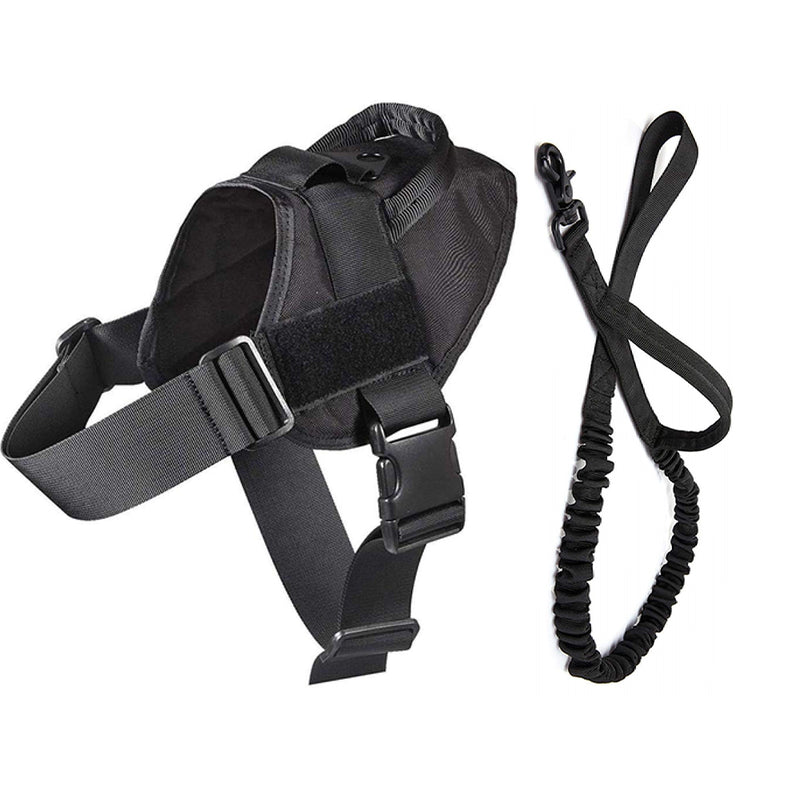 Dog harness large size black nylon vest front view