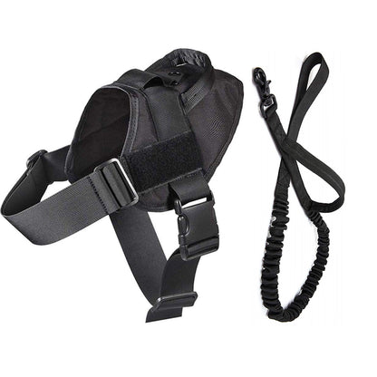 Dog harness large size black nylon vest front view