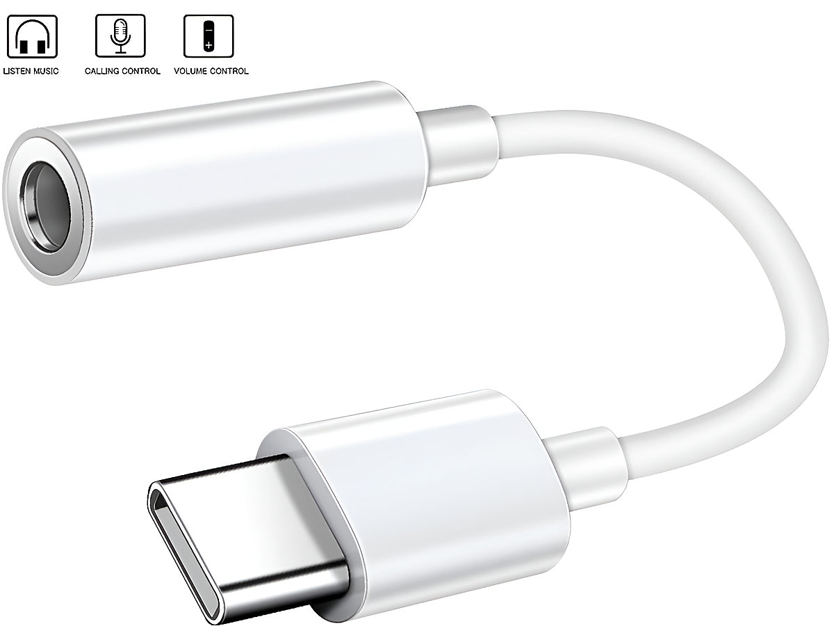 35mm headphone jack end of USB-C to aux adapter