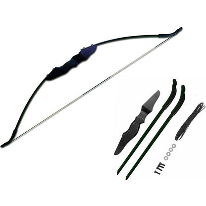 Archery hunting bow side view showing black wood finish