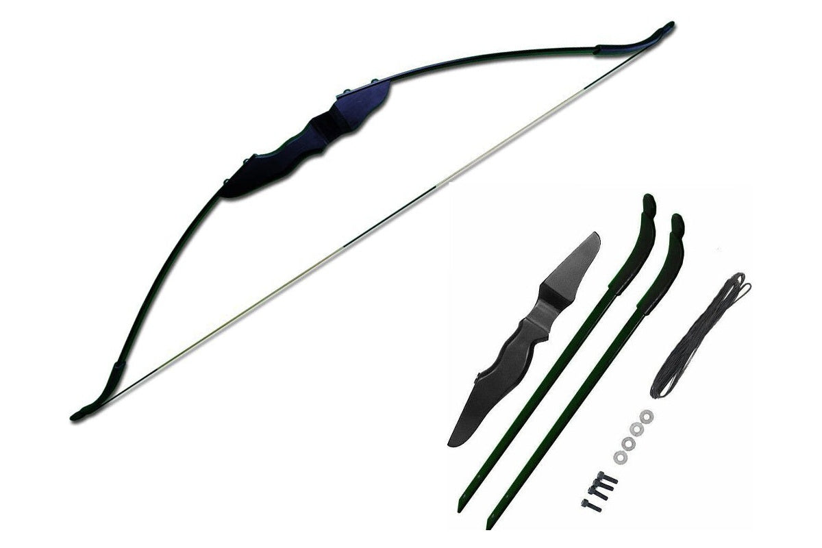 Close up of archery hunting bow laminated fiberglass limbs