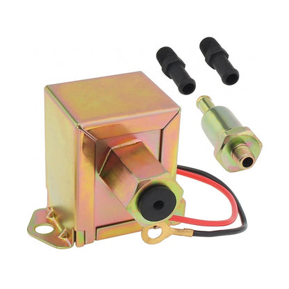 Electric Fuel Pump 12V inline showing compact clad aluminium body