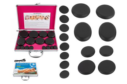 Close up of volcanic stones in hot stones massage set