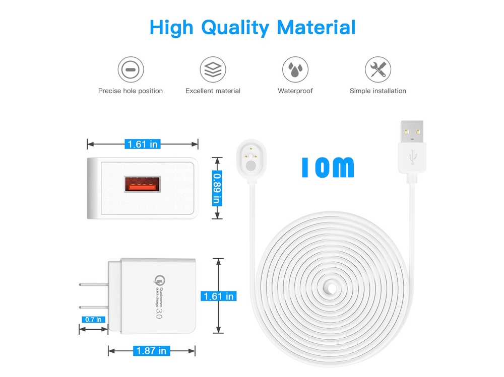 Power Cable for Arlo positioned along outdoor wall