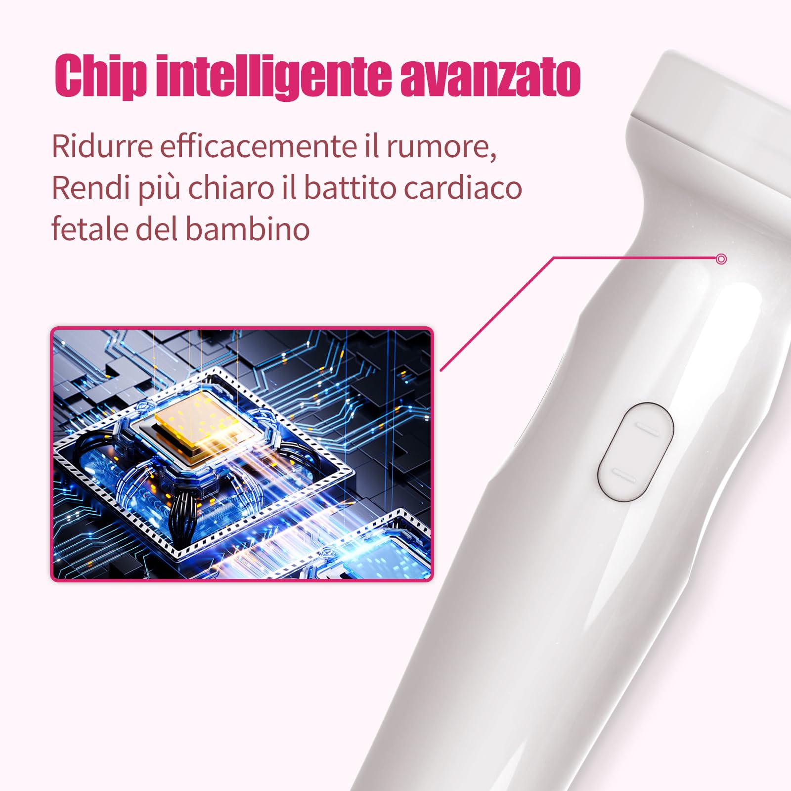 Fetal Doppler with headphone jack and included headphones