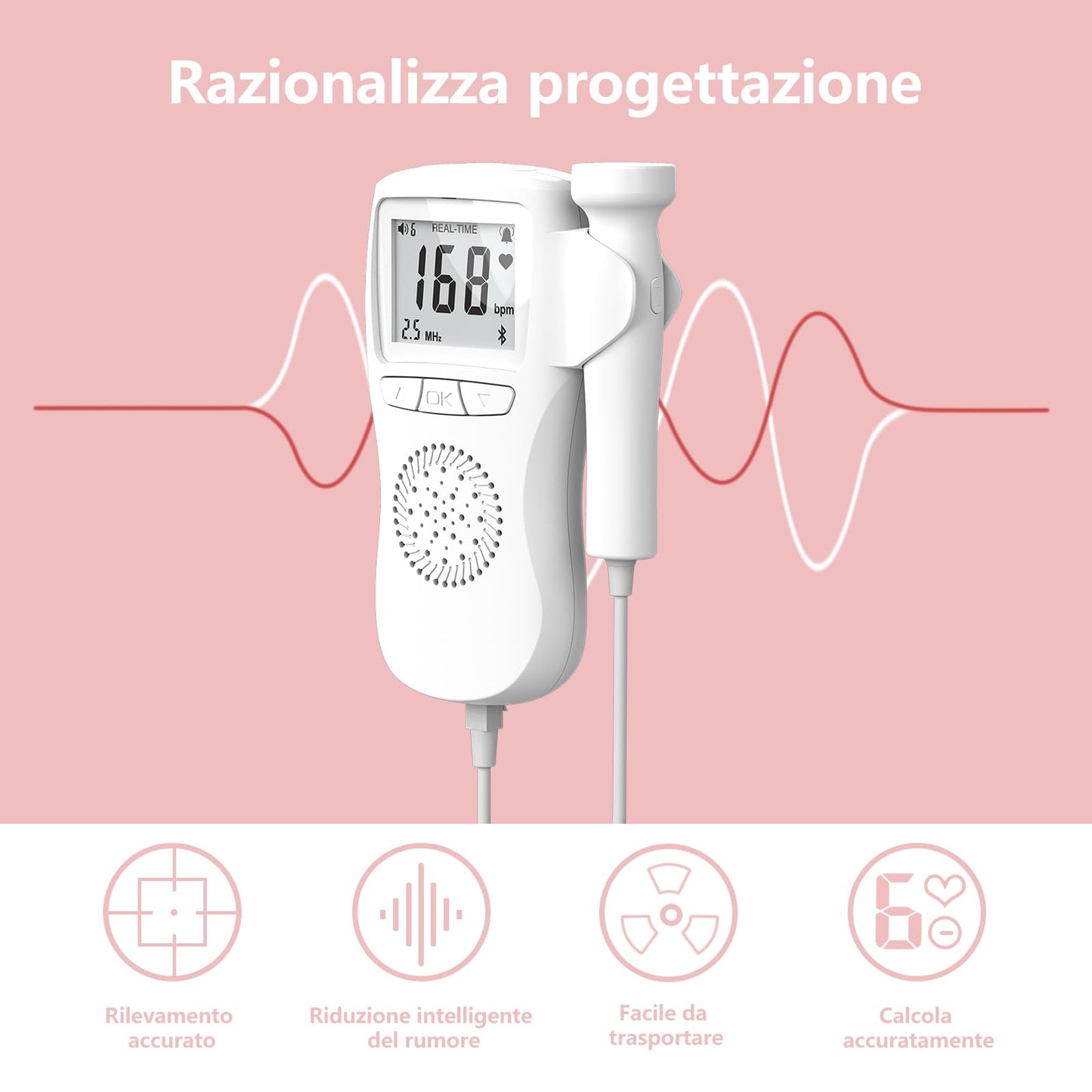 Portable fetal Doppler with ultrasound gel bottle
