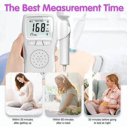 Fetal Doppler with battery compartment open showing AA batteries